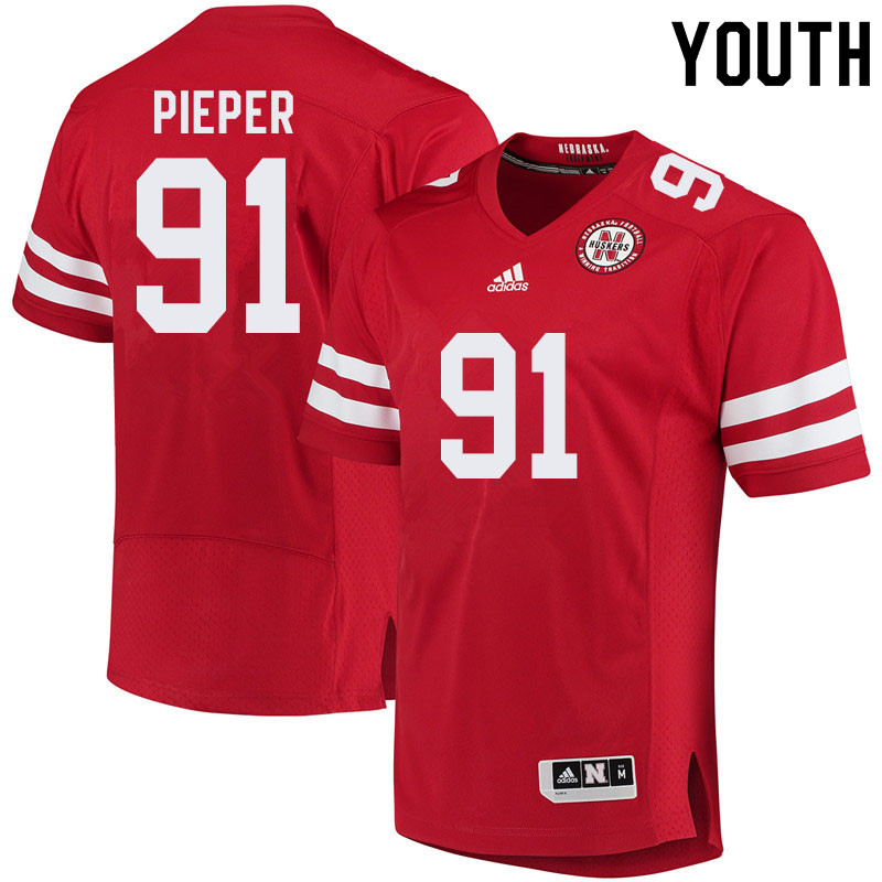 Youth #91 Cameron Pieper Nebraska Cornhuskers College Football Jerseys Sale-Red